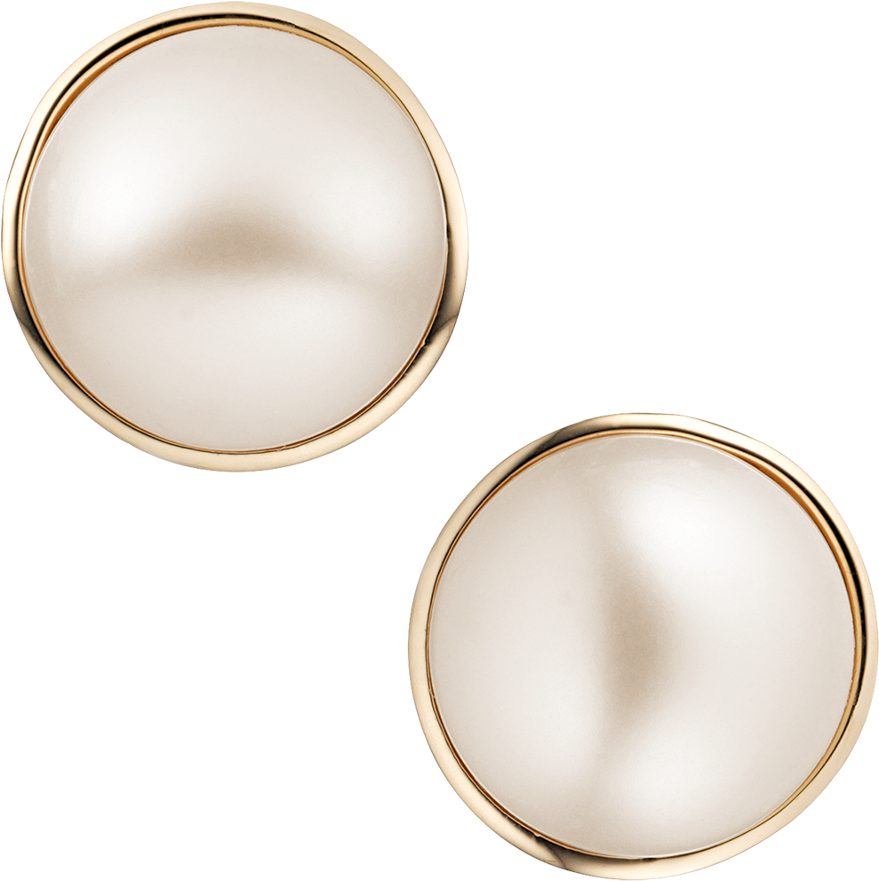 Clip On Cream Pearl Button Earrings - Pearl Button (1200x1200), Png Download