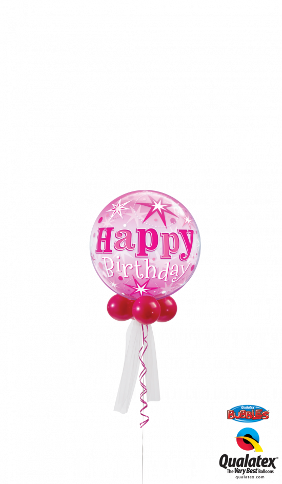 Pink Birthday Sparkle Bubble - Bubble Balloon - Birthday Pink Starburst Sparkles 56 (550x943), Png Download