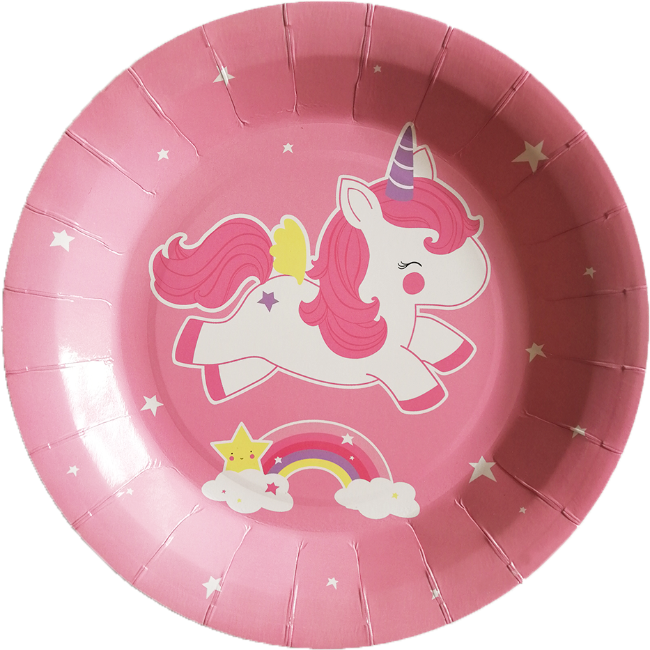 Eco Friendly 9 Inch Party Paper Plate Disposable - Unicorn (1000x1000), Png Download