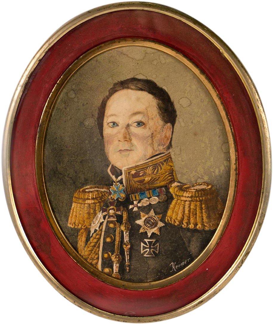 Antique French Military Portrait Miniature, Watercolor - Painting (1085x1085), Png Download