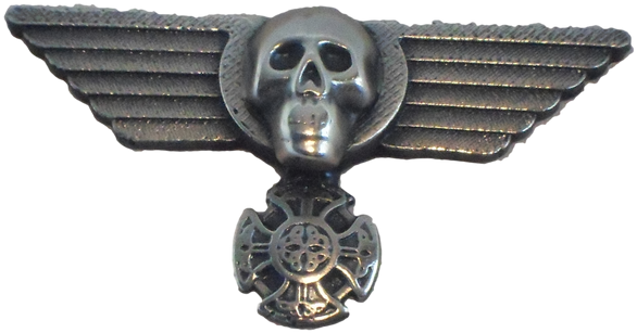 Winged Skull Pin - Skull Iron Cross Black (600x500), Png Download