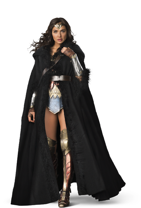 Wonder Woman Cape Png - Wonder Woman With Coat (530x795), Png Download