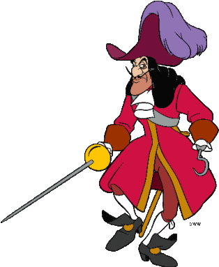 Captain Hook Has Captured Tinkerbell And Is Holding - Peter Pan Captain Hook Clipart (332x390), Png Download