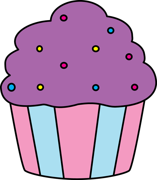 Purple Cupcake With Sprinkles - Cup Cake Clip Art Black And White (500x573), Png Download