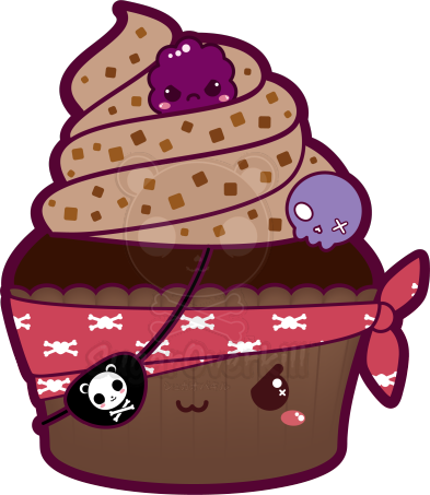 Cute Cupcakes - Kawaii Pirate Cupcake (393x453), Png Download