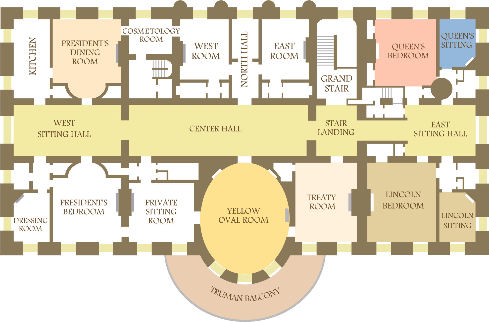 Open - White House Floor Plan (2000x1332), Png Download