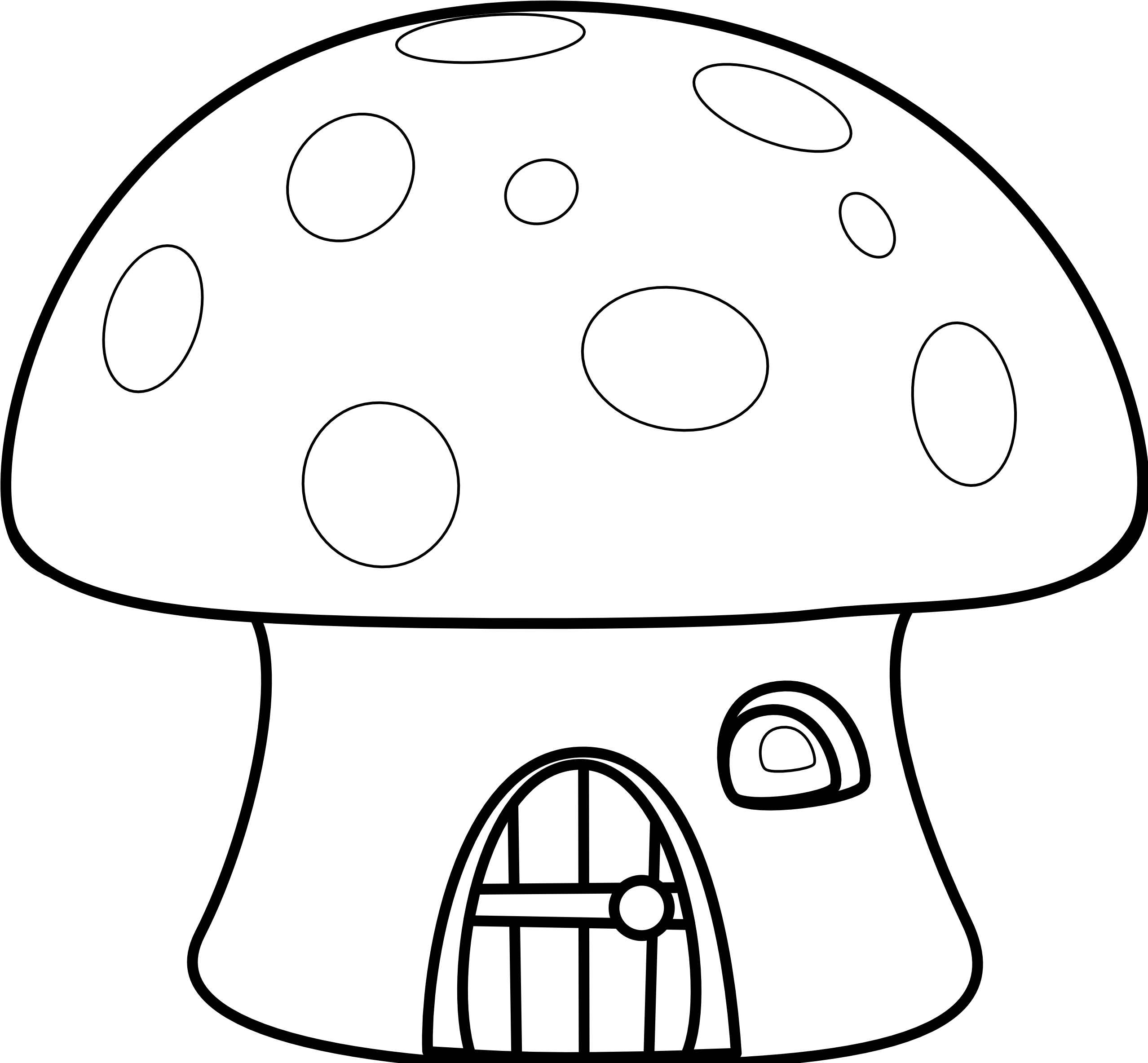House Black And White House Black White Clipart - Mushroom House Coloring Pages (2555x2374), Png Download