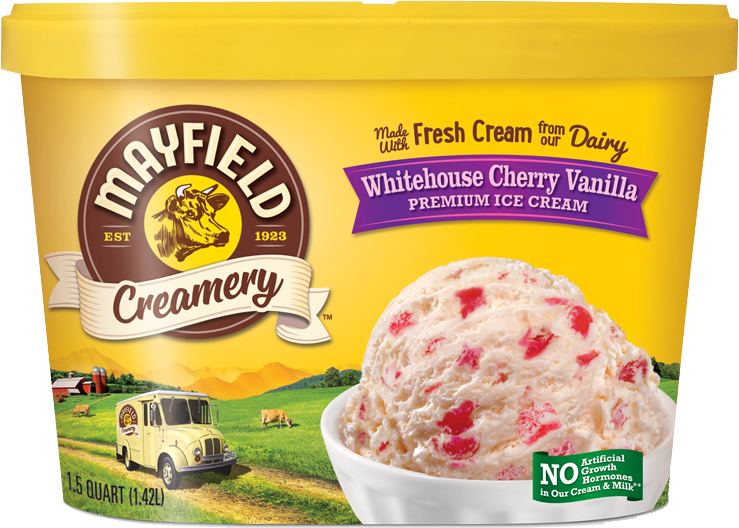 Whitehouse Cherry Vanilla - Mayfield Ice Cream Brown Cow (739x528), Png Download