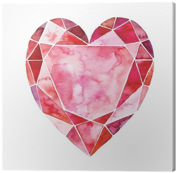 Watercolor Illustration Of Heart In The Form Of A Diamond - Illustration (400x400), Png Download