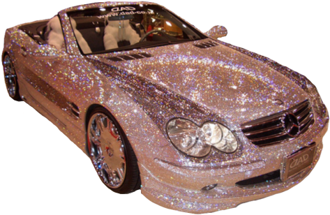 Glitter Kawaii Pink Car Sparkle Png Transparent - Diamond Encrusted Mercedes (500x315), Png Download