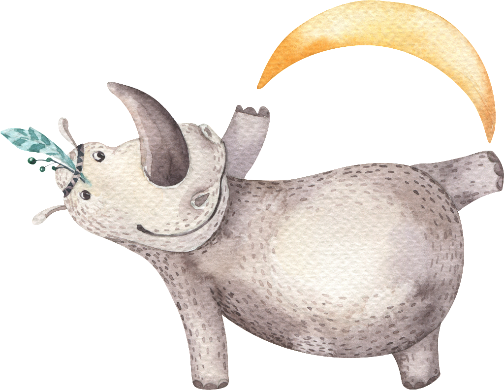 Transparent Under Moon About Lovely, Yellow, Blue, - Hippopotamus (1024x792), Png Download