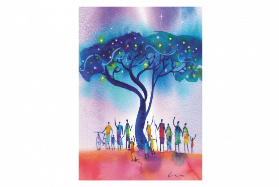 Star Over Africa - Charity Christmas Cards Pack Of 8 (555x371), Png Download