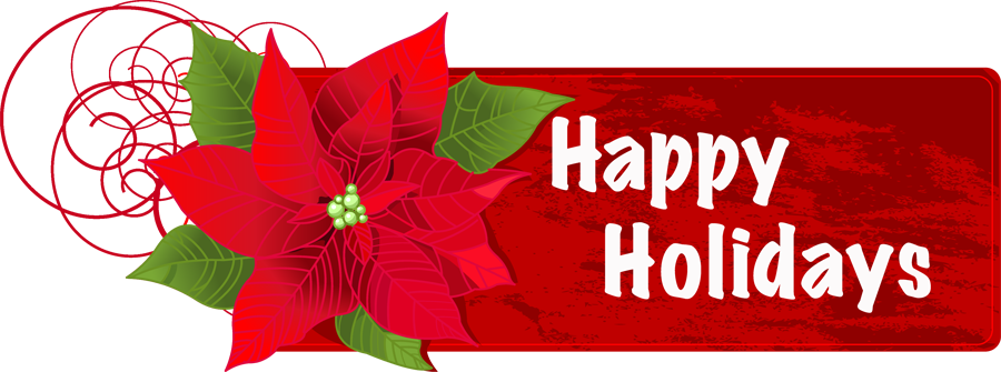 Happy Holidays Flower Banner - Happy Holidays Clip Art Banner (900x335), Png Download