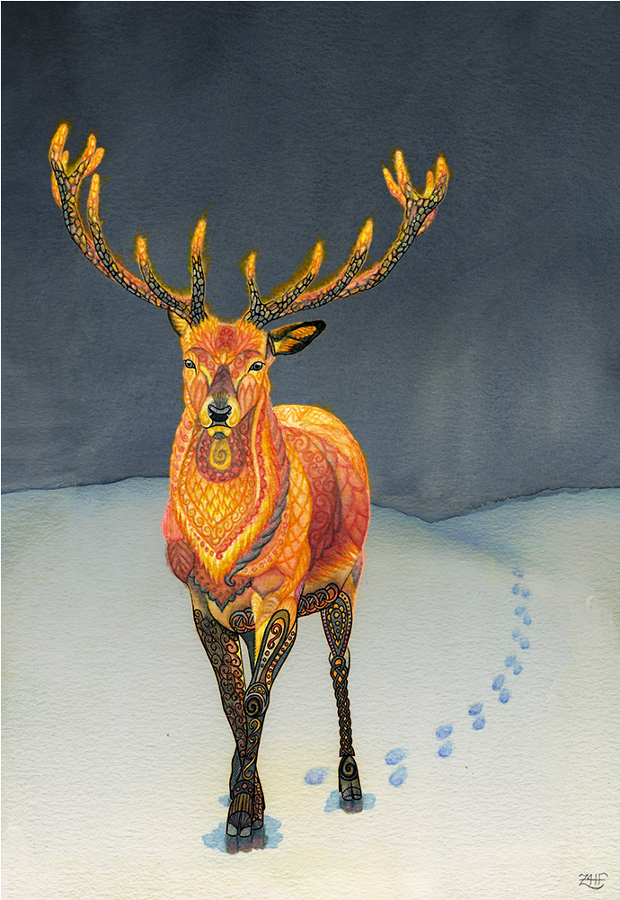 You Can Tell An Elusive Fire Deer Has Been Around Because - Watercolor Painting (1000x1000), Png Download