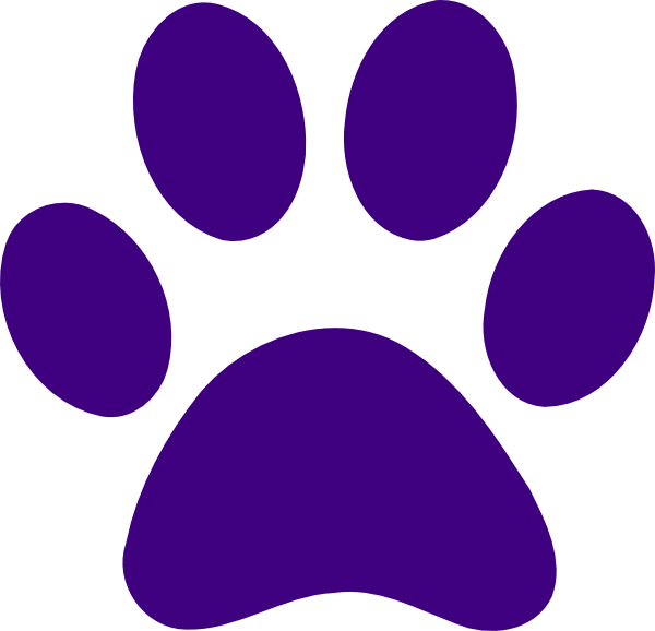 Cougar Paw Print Clip Art Clipart - Purple Paw Print (600x578), Png Download