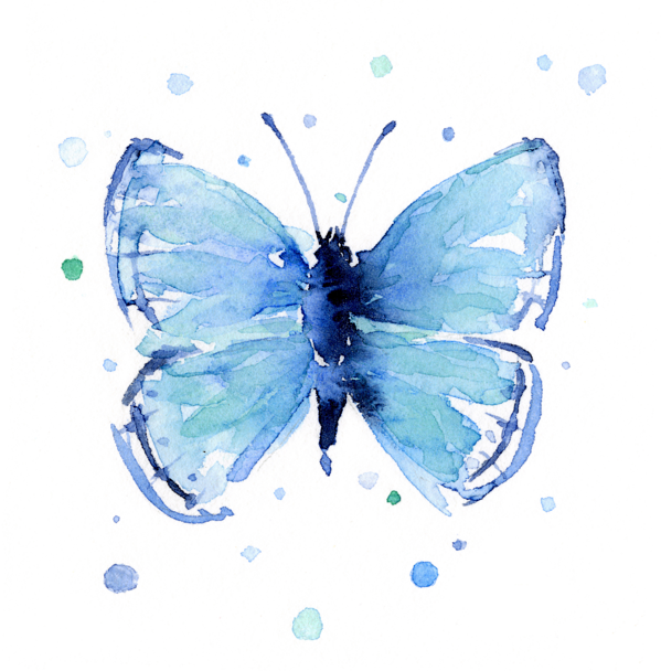 Click And Drag To Re-position The Image, If Desired - Free Butterfly Watercolour Painting (599x608), Png Download