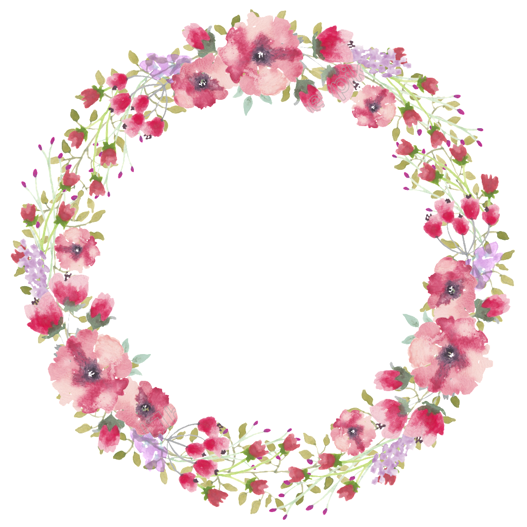 Watercolor Flower Border Free - Fatima Zahra In Arabic (1024x1024), Png Download