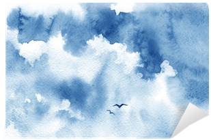 Blue Watercolor Cloud, Birds And Sky - Himmel Aquarell (400x400), Png Download