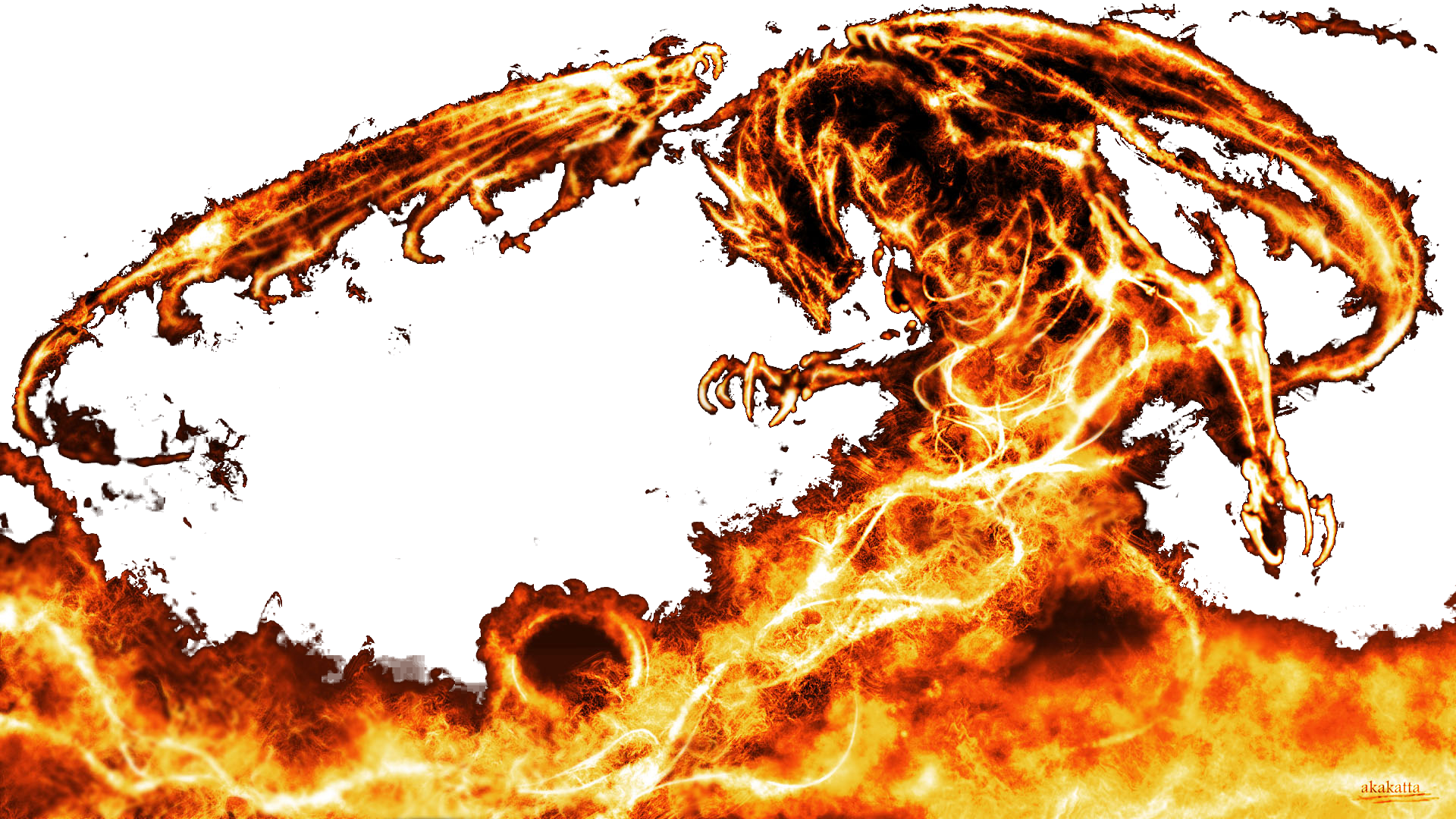Fire - Dragon - Full - 420841 Slay Badge - Black And Orange Dragon (1920x1080), Png Download