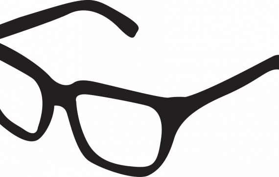 Vector Black And White Collection Of Free Glass Nerd - Sunglasses Drawing (570x363), Png Download