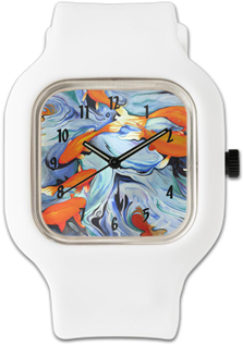 'fire Water' Abstract Watercolor Watch From Cafepress - Fire Water Wall Clock (350x350), Png Download
