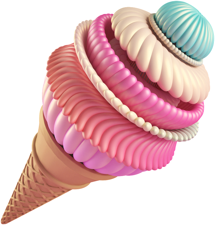 Hand Painted Realistic Ice Cream Transparent - Ice Cream (1024x1024), Png Download