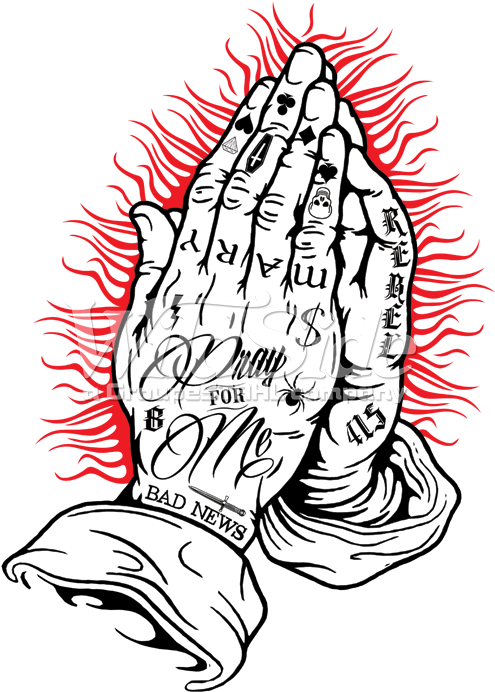 Praying Hands - T-shirt Tattoo (709x709), Png Download