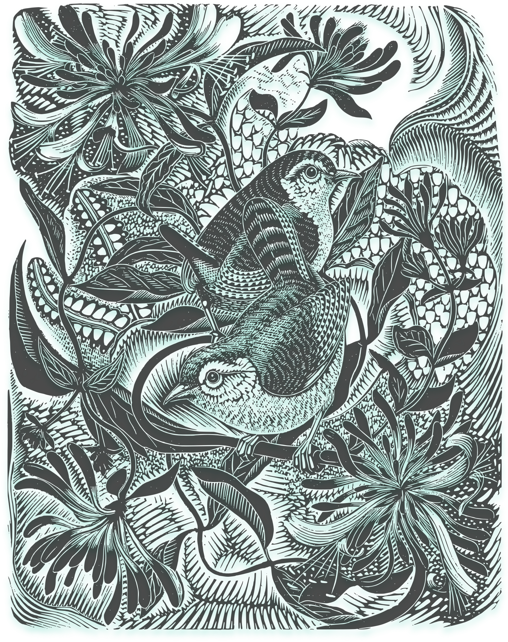Drawing Forest Watercolor Painting Tree Bamboo - English Wood-engraving 1900-1950 (530x750), Png Download
