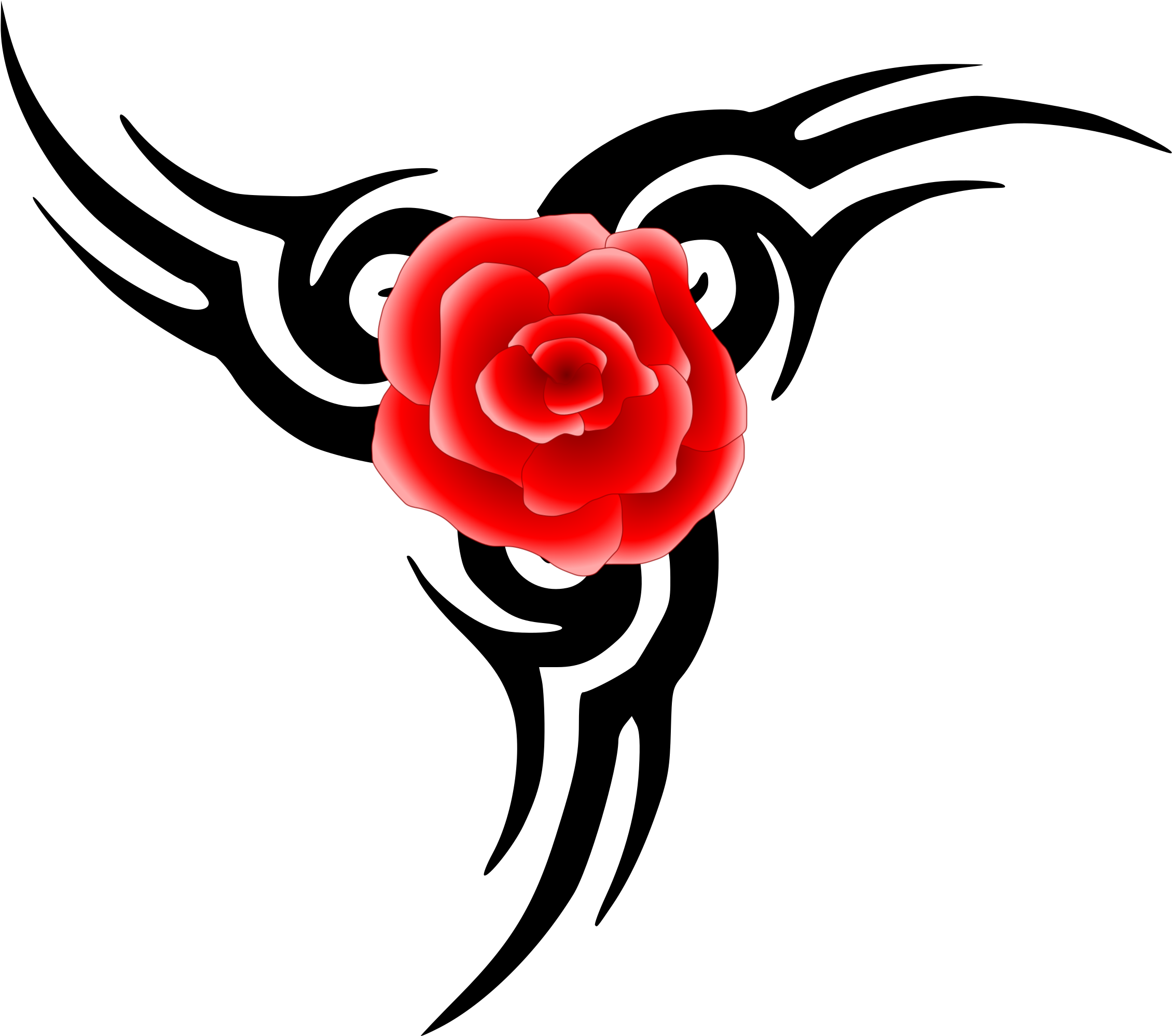 Tribal Tattoo With Rose - Rose Tribal Tattoos (2400x2076), Png Download