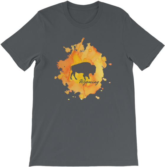 Wyoming Watercolor Burst Bison - Unisex Short Sleeve Born To Fence T-shirt (600x600), Png Download