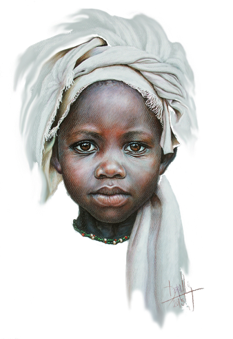 Rostros De Africanas En Acrilico (338x492), Png Download