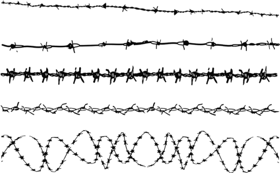 Silhouette Of The Barbed Wire, Barbed Wire, Wired Fence - Barbed Wire Border (640x640), Png Download