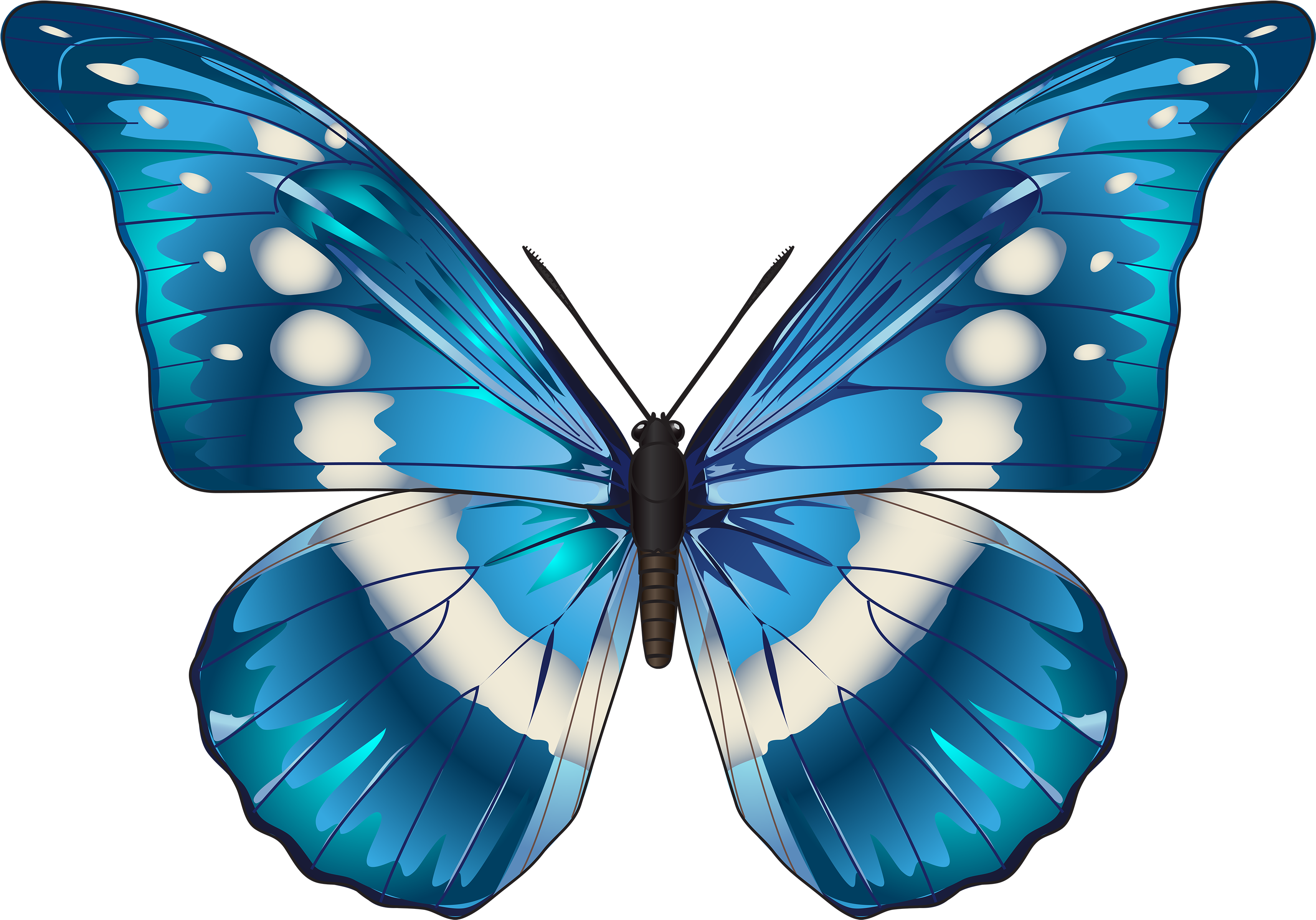 Butterfly Blue Png Clip Art Image - Butterfly (3500x2446), Png Download