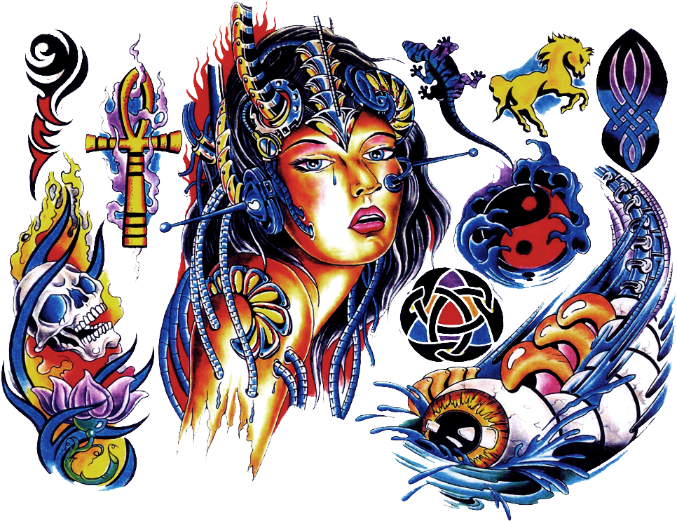 Color Tattoo Png Pic - Tattoo Full Color Png (1024x768), Png Download