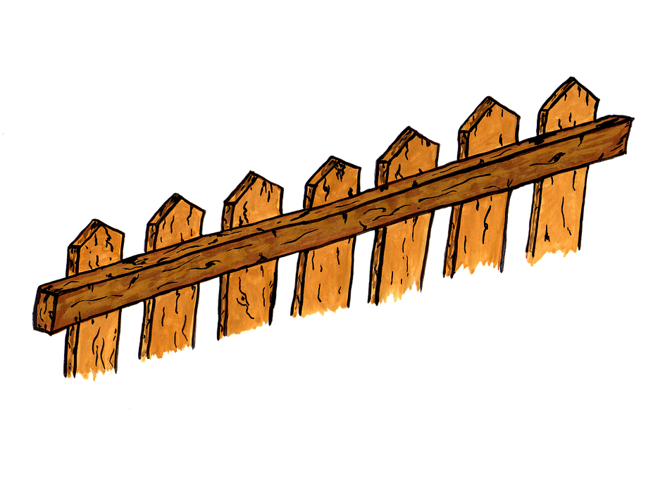 Fence, Wood, Watercolor, Isolated, Handpainted, Comic - รั้ว ไม้ การ์ตูน Png (958x720), Png Download