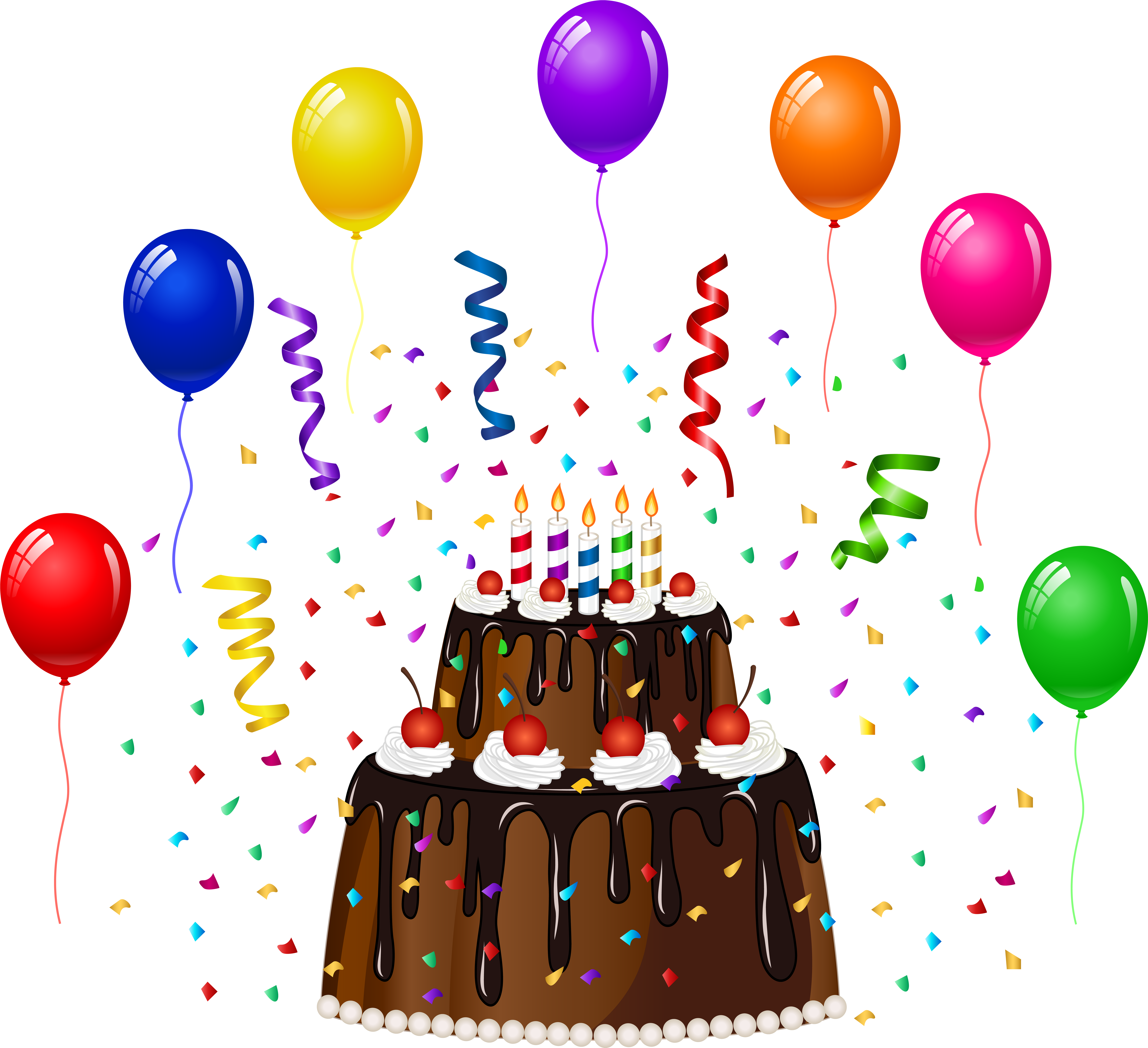 Clip Free Library Birthday With Confetti And Balloons (8000x7303), Png Download