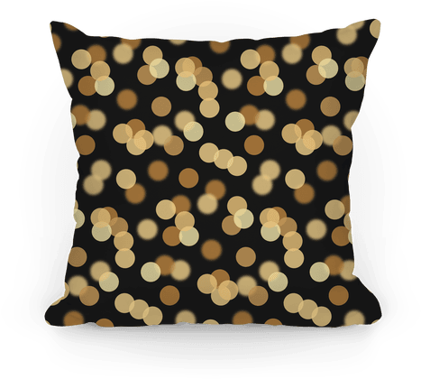Gold Glitter Bokeh Pattern Pillow - Black And Gold Pillow Png (484x484), Png Download