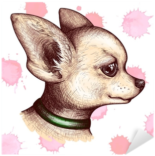 Watercolor Portrait Head Chihuahua Dog Puppy Pet Animal - Sketched Dog Heads (400x400), Png Download