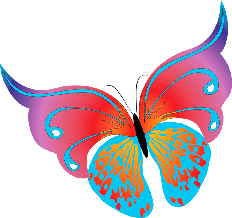 Painted Transparent Butterfly Png Clipartu200b Gallery - Png Butterfly Clip Art (820x770), Png Download
