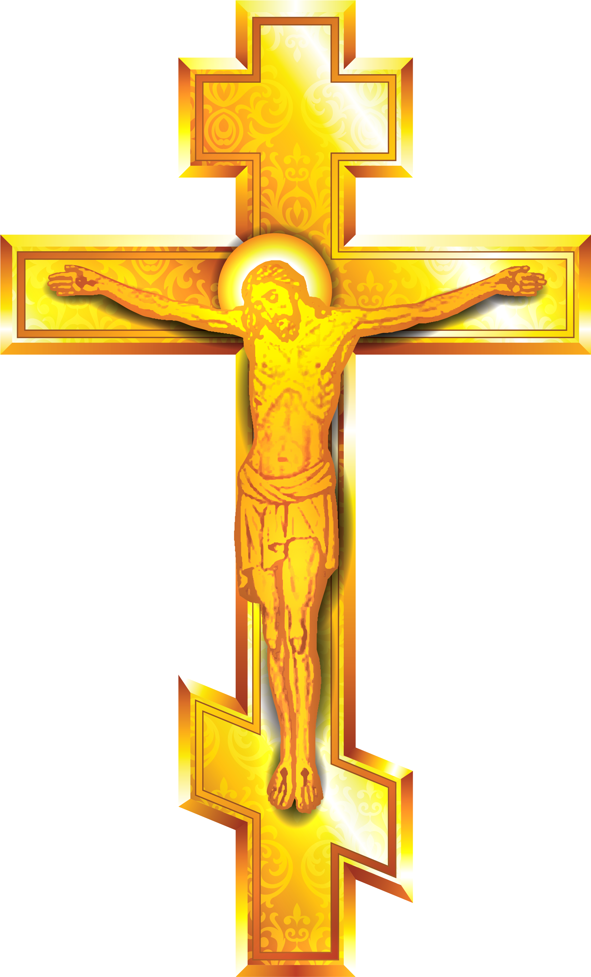 Gold Cross Png Clipart - Crucifix Clipart (362x600), Png Download