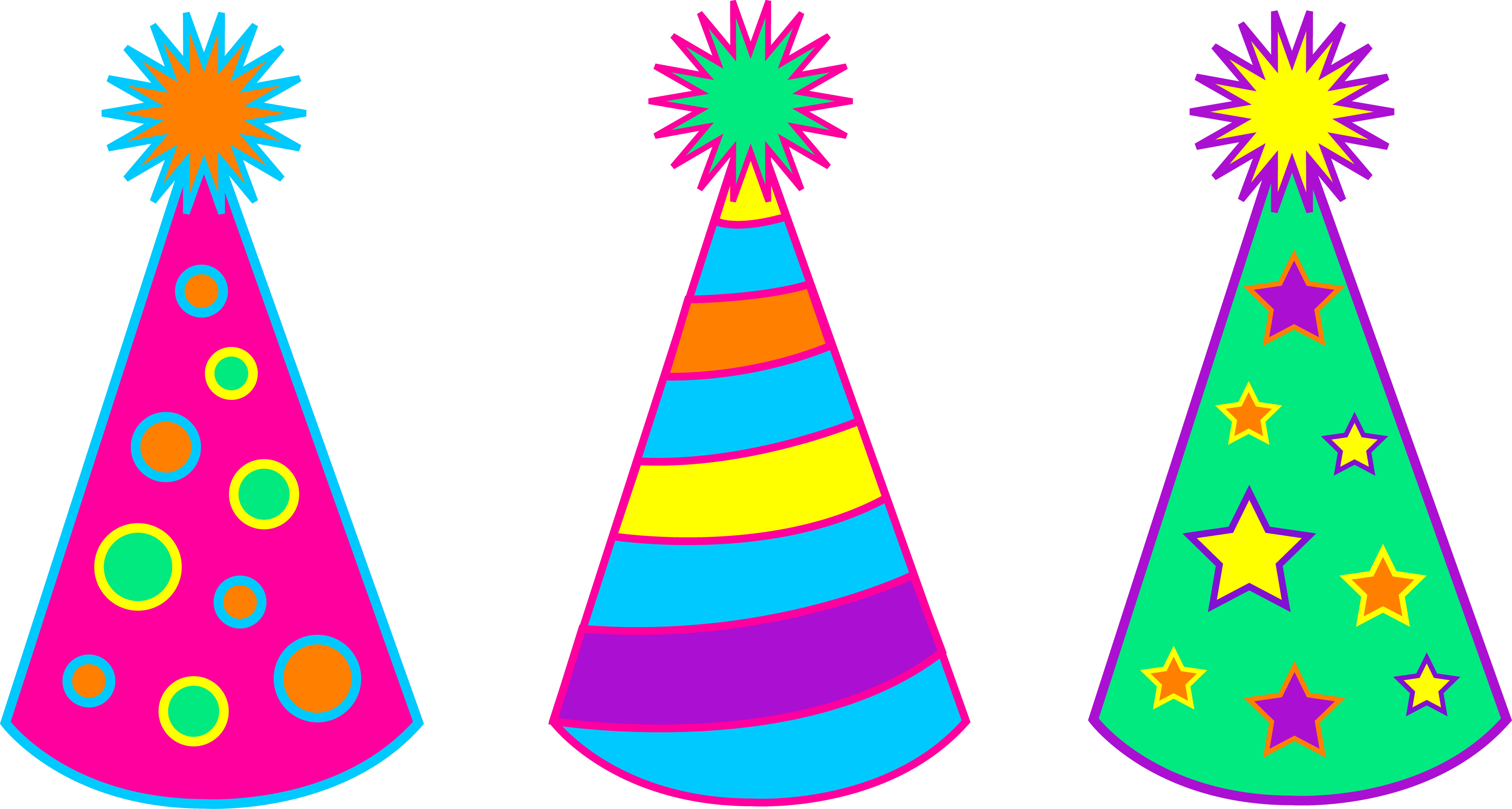 Birthday Hat Clipart - Birthday Party Hats Clipart (6220x3327), Png Download