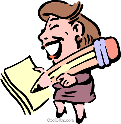 Cartoon Woman Writing Royalty Free Vector Clip Art - Woman Writing Clipart (471x480), Png Download