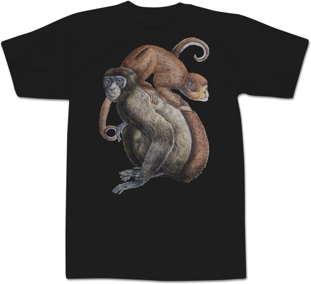 'monkey On Your Shoulders' T-shirt - Crew-neck Sweatshirt - Black (1024x1024), Png Download