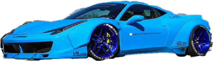 Ferrari Freetoedit - Ferrari Liberty Walk 458 In Baby Blue Model Car In (686x196), Png Download