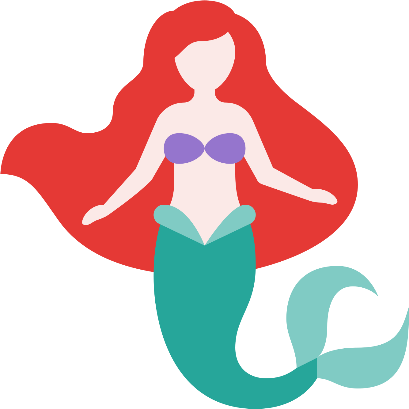 Mermaid Icon In Flat Style - Icono Sirena (1600x1600), Png Download