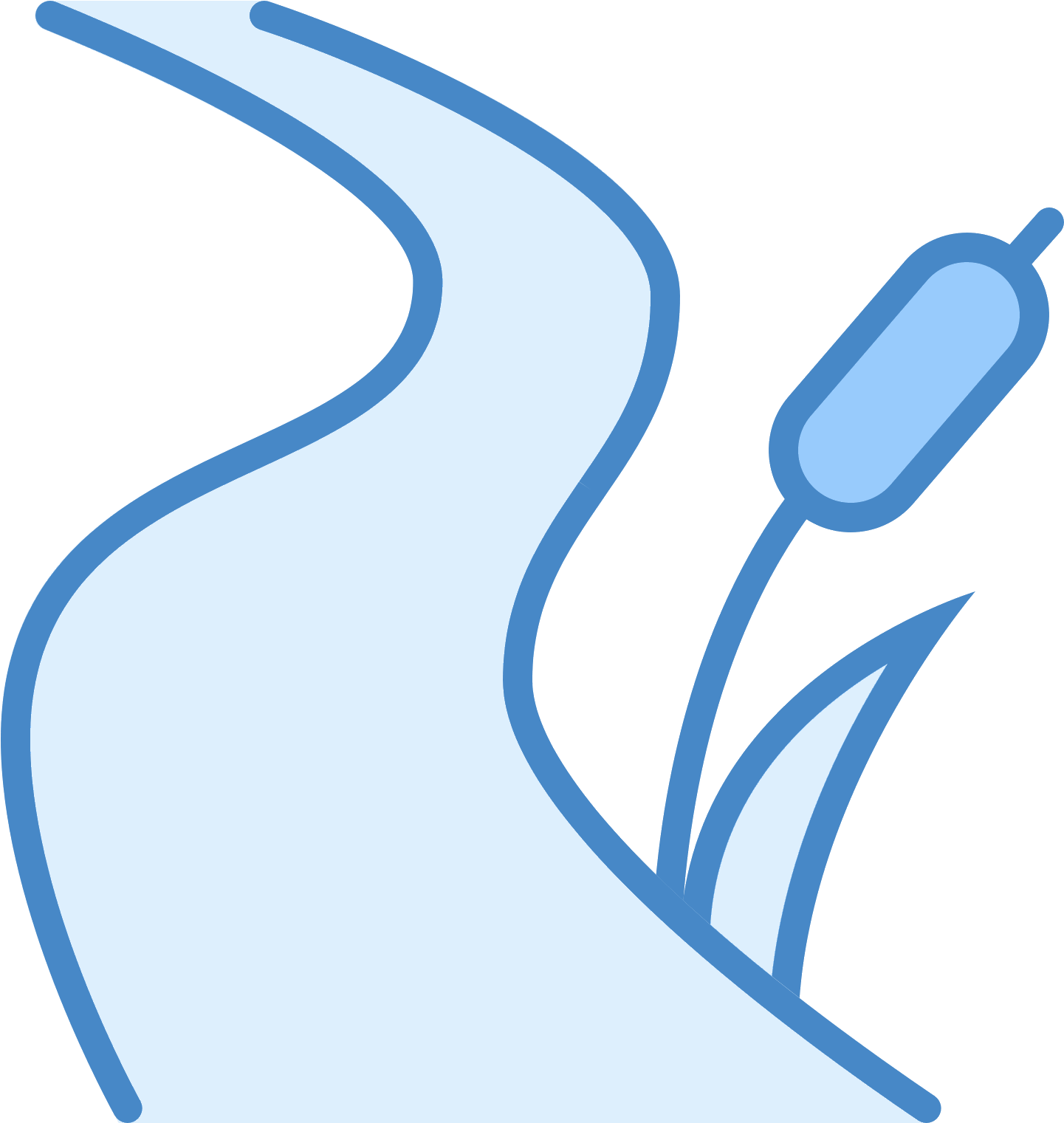 A Winding Creek Next To A Tuft Of Tall Grass And A - Water (1600x1600), Png Download