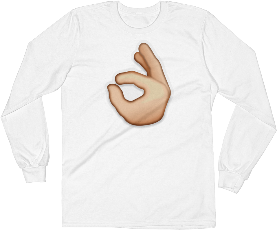 Men's Emoji Long Sleeve T-shirt - Sign Language (1000x1000), Png Download