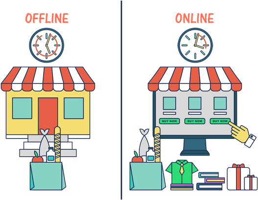 Offline Business Vs Online Business - Online Business Vs Offline Business (700x428), Png Download