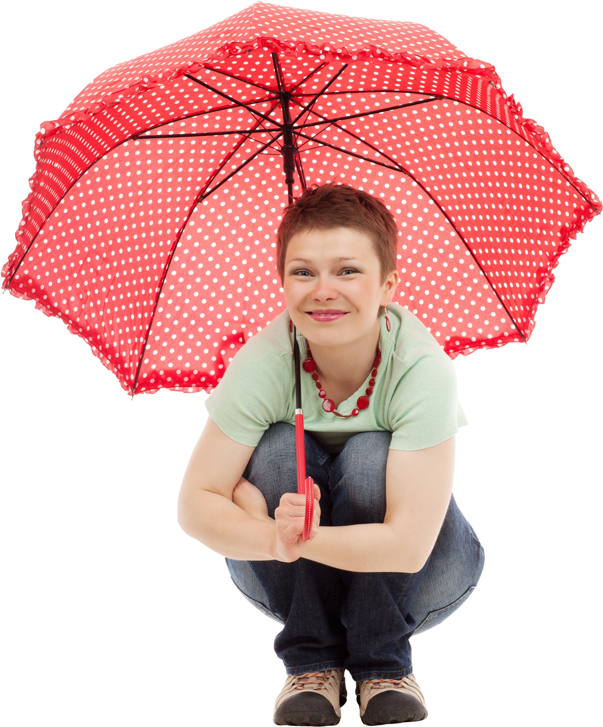 Young Happy Woman Sitting With Umbrella Png Image - Umbrella With Girl Png (1400x1674), Png Download