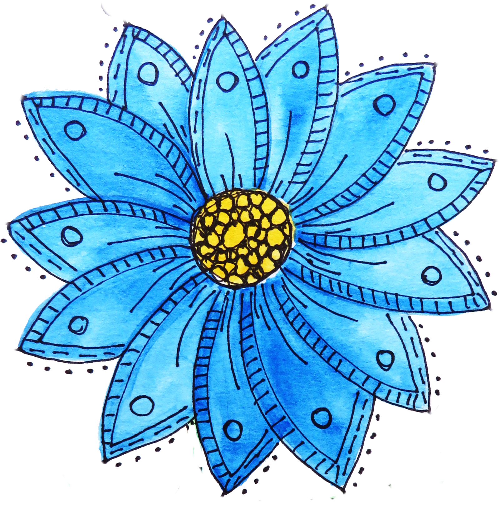 Doodle Ideas, Watercolour, Doodles, Pen And Wash, Watercolor - Sunflower (1681x1677), Png Download